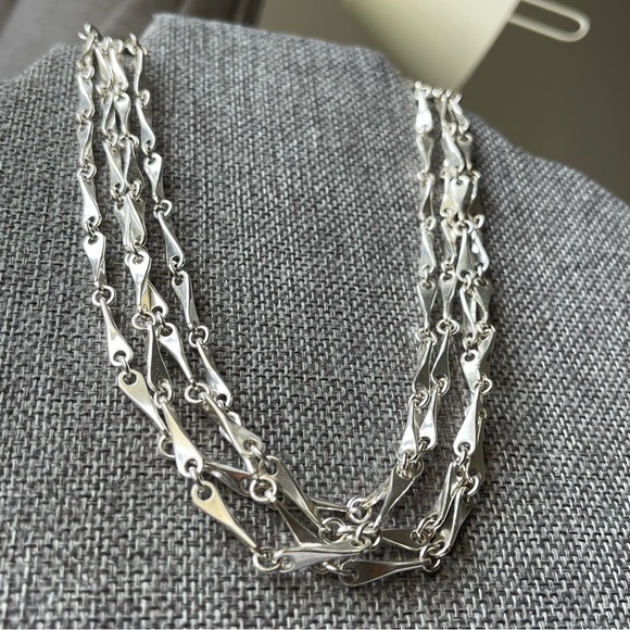 GIVENCHY |Small Bar Link Chain Silver Tone Multi-Strand 16" Long Necklace - Picture 10 of 16